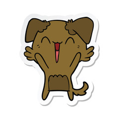 sticker of a happy little dog cartoon