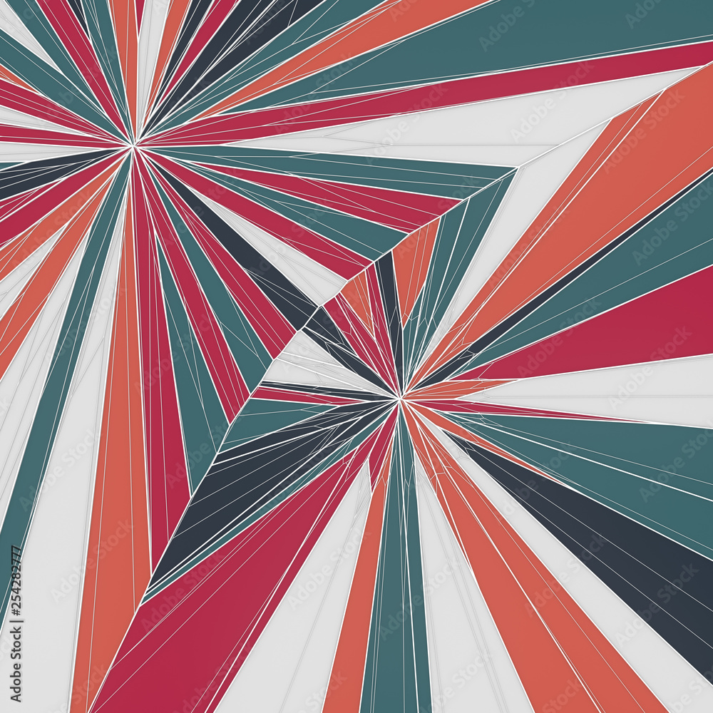 Aufkleber Abstract geometrical concept. Modern covers design with low poly tesselated pattern of multicolored shapes. 3d rendering