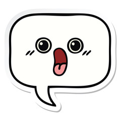 sticker of a cute cartoon speech bubble