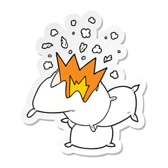 sticker of a cartoon pillow fight