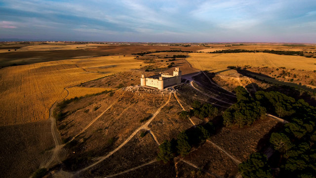 Spanish castle of Barcience. Toledo. Spain. Drone Photo