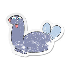 retro distressed sticker of a cartoon seal