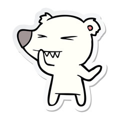 Fototapeta premium sticker of a angry polar bear cartoon thinking