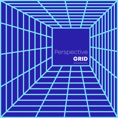 Retro perspective grid background, minimal vector design template