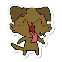 Obraz na płótnie Canvas sticker of a cartoon panting dog