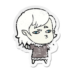 distressed sticker of a cartoon vampire girl