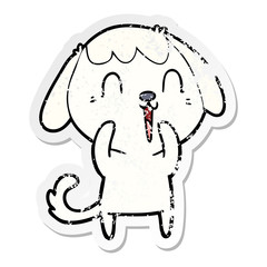 distressed sticker of a cute cartoon dog