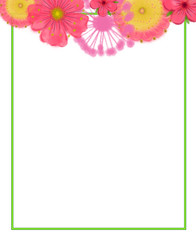 Easter Flower Wreath with Neon Frame Isolated on White Background. Floral Illustration for Print, Card, Invitation, Announcement, Advertisement, Banner etc.