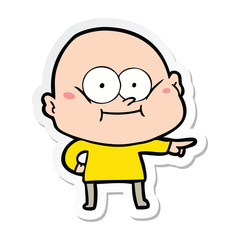 sticker of a cartoon bald man staring