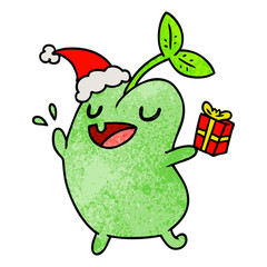christmas textured cartoon of kawaii seed