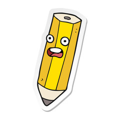 sticker of a happy cartoon pencil