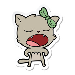 sticker of a cartoon cat meowing