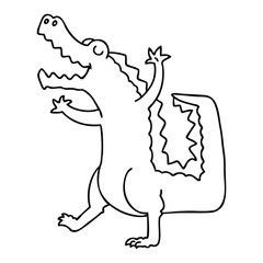 quirky line drawing cartoon crocodile