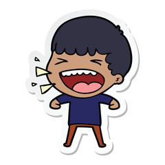 sticker of a cartoon laughing man