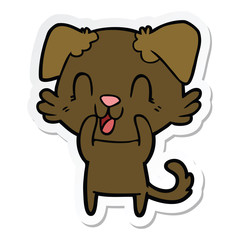 sticker of a laughing cartoon dog