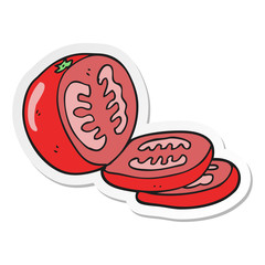 sticker of a cartoon sliced tomato