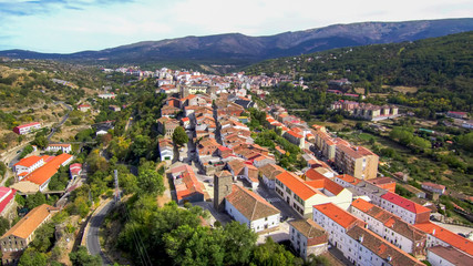 Salamanca. Aerial view in village of Bejar. Spain. Drone Photo