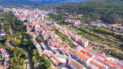 Obraz premium Salamanca. Aerial view in village of Bejar. Spain. Drone Photo