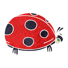 Fototapeta premium quirky retro illustration style cartoon ladybird