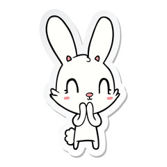 Fototapeta na wymiar sticker of a cute cartoon rabbit