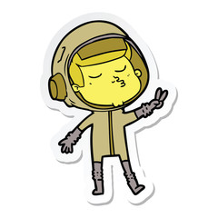 sticker of a cartoon confident astronaut