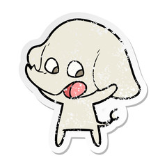 distressed sticker of a cute cartoon elephant