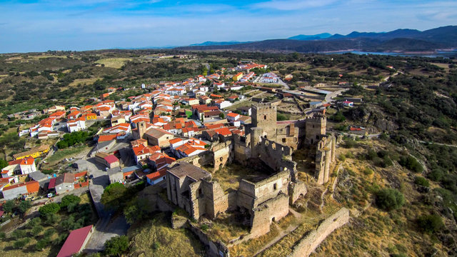 Extremadura.Aerial view in Belvis de Monroy. Caceres. Spain. Drone Photo
