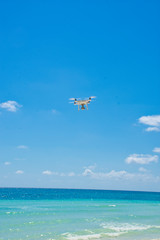 Fototapeta na wymiar Drone in Flight - Tropical Island Backdrop