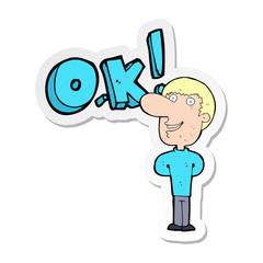 sticker of a cartoon man saying OK