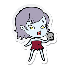 sticker of a cute cartoon vampire girl