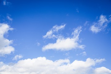 Obraz premium Beautiful white clouds on a sky background. Blue sky with puffy clouds