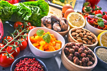 Assorted organic food products on the table