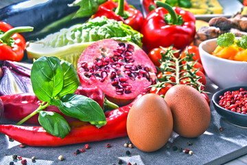 Assorted organic food products on the table