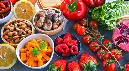 Assorted organic food products on the table