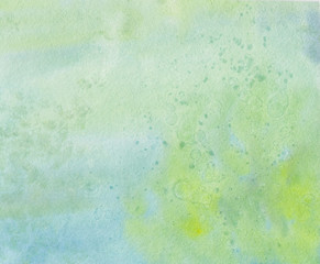 Watercolor background texture. Emerald color background painted with watercolor. Abstract watercolor background. Hand painted illustration