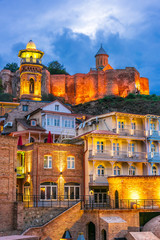 View of the Old Town of Tbilisi, Georgia after sunset - obrazy, fototapety, plakaty