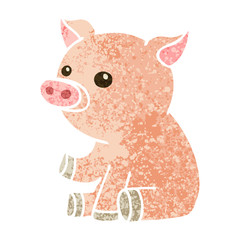 quirky retro illustration style cartoon pig