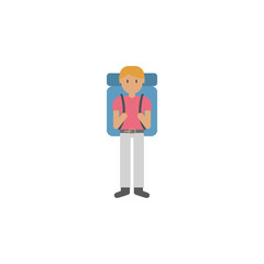 Backpack, man cartoon icon. Element of color travel icon. Premium quality graphic design icon. Signs and symbols collection icon for websites, web design, mobile app