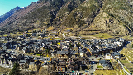 Obraz premium Huesca. Aerial view in Benasque. Aragon. Spain. Drone Photo