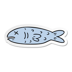 sticker cartoon doodle of a dead fish