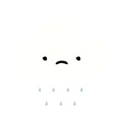 flat color retro cartoon rain cloud