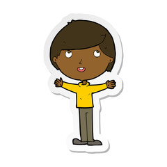 sticker of a cartoon happy boy