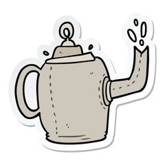 sticker of a cartoon old kettle