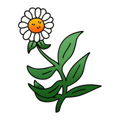 quirky gradient shaded cartoon daisy flower