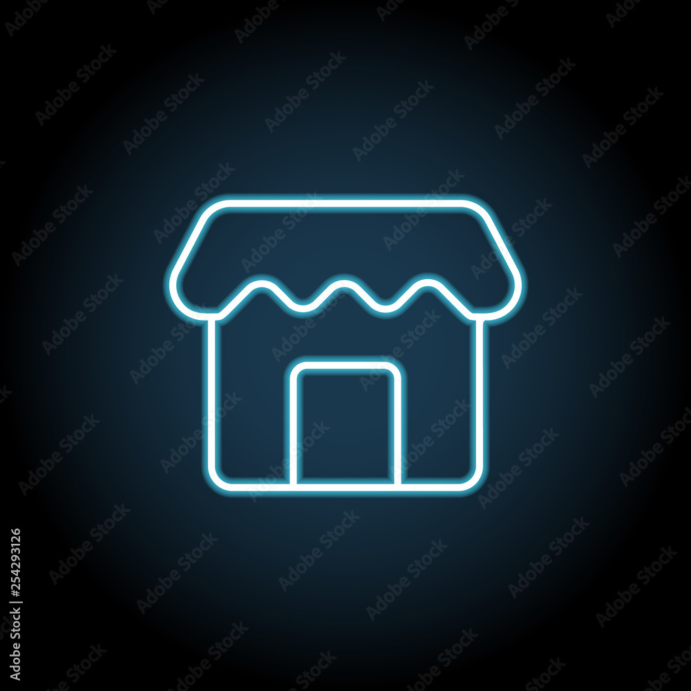 Poster store icon in neon style. simple thin line, outline vector of web, minimalistic icons for ui and ux,