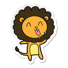 sticker of a happy cartoon lion