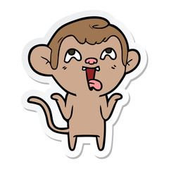 sticker of a crazy cartoon monkey