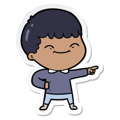 sticker of a cartoon happy boy