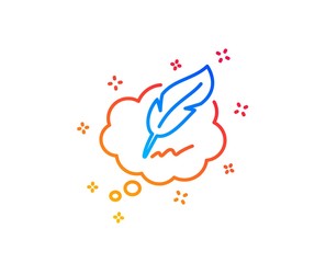 Fototapeta premium Copywriting speech bubble line icon. Feather sign. Copyright symbol. Gradient design elements. Linear copyright chat icon. Random shapes. Vector