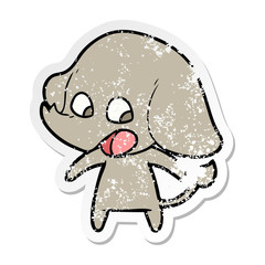 distressed sticker of a cute cartoon elephant
